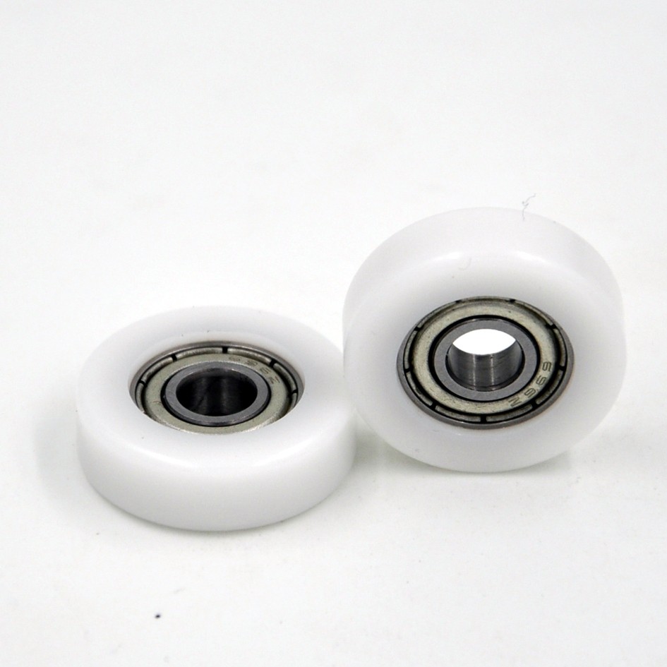 Load 25KG BS69624-11 6x24x11mm ID 6MM OD 24MM Thickness 11MM POM Nylon PA Coated Wheels with Bearings for Retail Displays