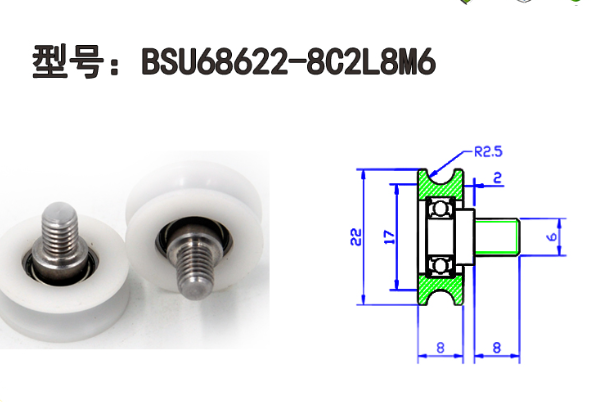 BSU68622-8C2L8M6 M6x22x8mm Chemical-Resistant Plastic Bearing with M6 Screw for Cleaning Equipment.jpg