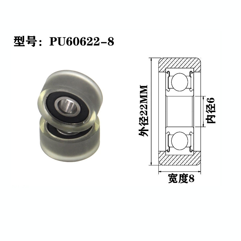 Load 10KG PU60622-8 Polyurethane Wheel With Bearing 6x22x8mm ID 6MM OD 22MM Thickness 8MM PU Roller Bearing.jpg